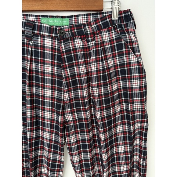 Golf Knickers Golfknickers.com Navy Red White Plaid Pants Size 34 Par 5 Limited - Picture 2 of 9